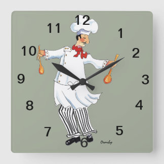 Reloj Cuadrado Chef Tossing Wall Clock
