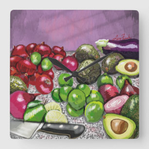 Reloj Cuadrado 'Chef's Prep' still life