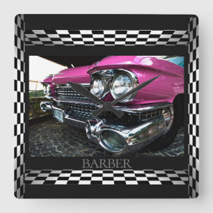 Reloj Cuadrado Chequitos blancos, negros de Cadillac rosa