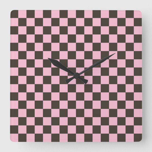 Reloj Cuadrado Cherry blossom checkered board pattern (Anverso)