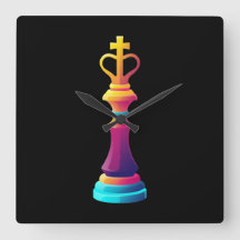 Chess King Square Wall Clock
