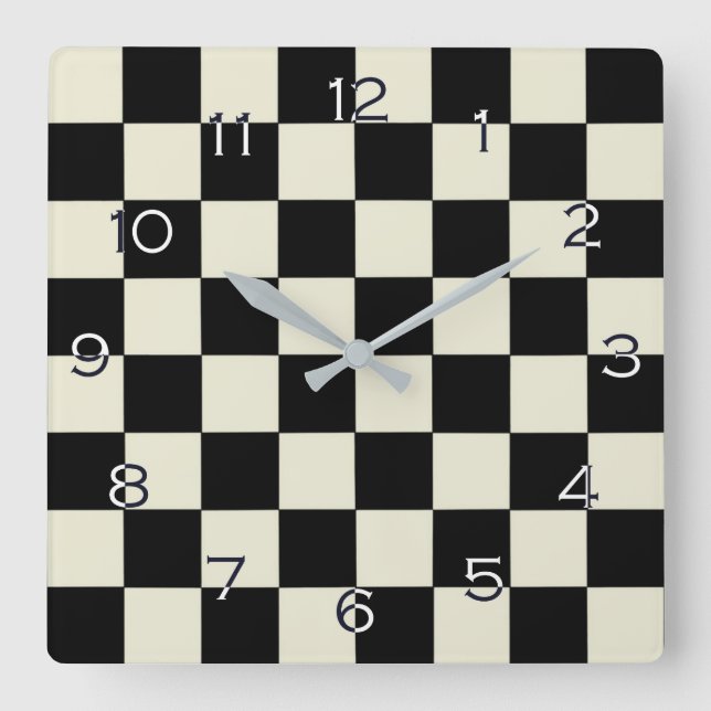 Reloj Cuadrado Chessboard con números invertidos wccn (Anverso)