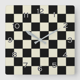 Reloj Cuadrado Chessboard with Inverted Numbers wccn
