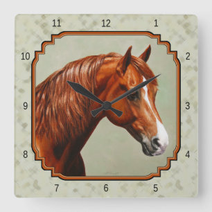 Reloj Cuadrado Chestnut Morgan Horse Sage Green