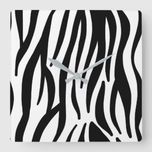 Reloj Cuadrado chic femenino estiloso impresión de cebra negra y