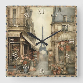 Reloj Cuadrado chic shabby en París