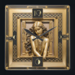 Reloj Cuadrado Chica Art Deco<br><div class="desc">Gran diseño de reloj. Te encantará como a otros. Tenga la libertad de usar este diseño para otro producto que desee o para el personalizar y agregue su texto. Sígueme por más. Gracias. Que tengas un buen día.</div>