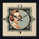 Reloj Cuadrado Chica Art Deco<br><div class="desc">Gran diseño de reloj. Te encantará como a otros. Sé libre de usar este diseño para otro producto que te guste o para el personalizar y añade tu texto. Sígueme por más. Gracias. Que tengas un buen día.</div>