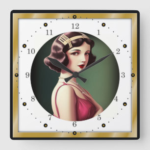 Reloj Cuadrado Chica Art Deco