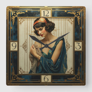 Reloj Cuadrado Chica Art Deco