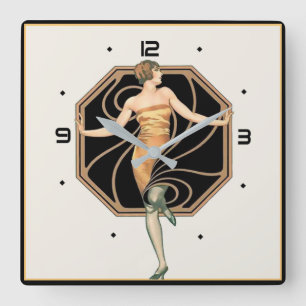 Reloj Cuadrado Chica Art Deco