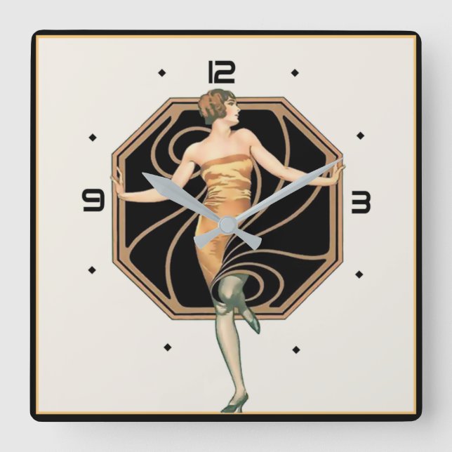 Reloj Cuadrado Chica Art Deco (Anverso)