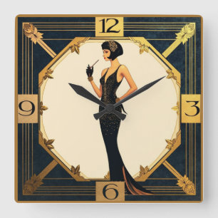 Reloj Cuadrado Chica Art Deco