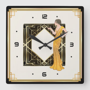 Reloj Cuadrado Chica Art Deco