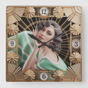Reloj Cuadrado Chica Art Deco