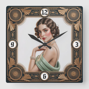 Reloj Cuadrado Chica Art Deco