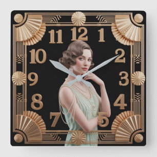 Reloj Cuadrado Chica Art Deco