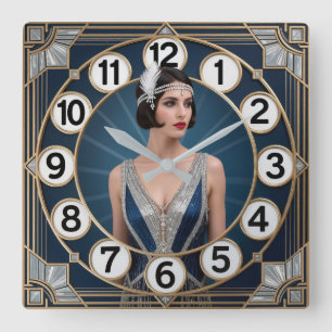 Reloj Cuadrado Chica Art Deco