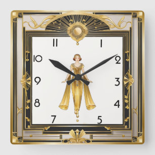 Reloj Cuadrado Chica Art Deco