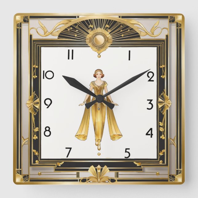 Reloj Cuadrado Chica Art Deco (Anverso)