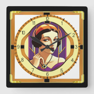 Reloj Cuadrado Chica Art Deco