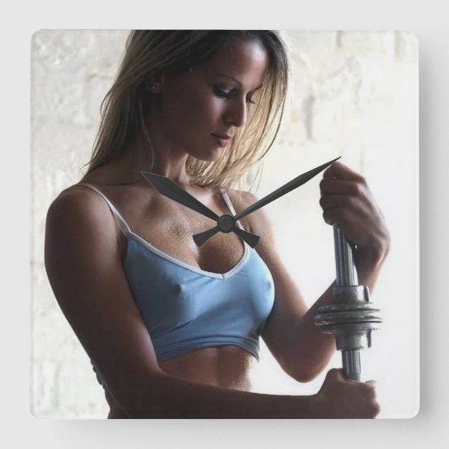 Reloj Cuadrado Chica de Fitness femenino caliente (Anverso)