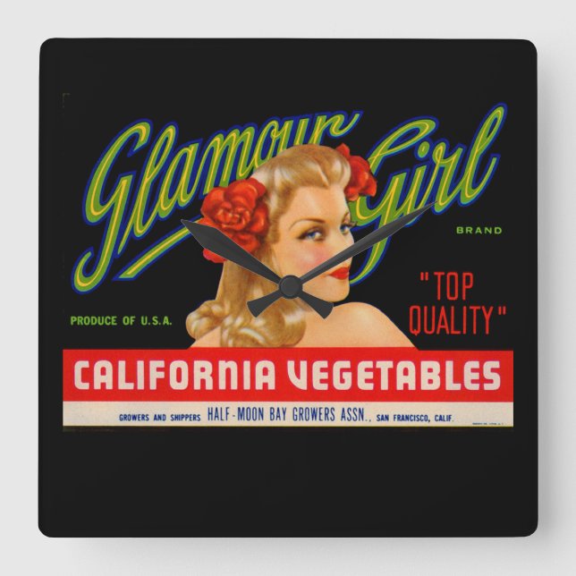 Reloj Cuadrado Chica de glamour (Anverso)