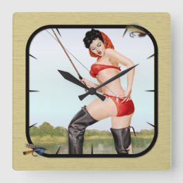 Reloj Cuadrado Chica de Pescadores de Pesca de hoy