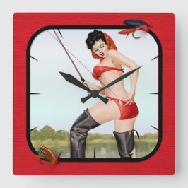 Reloj Cuadrado Chica de Pescadores de Pesca de hoy