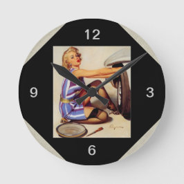 Reloj Cuadrado Chica de Pinup mecánico de coches retro vintage