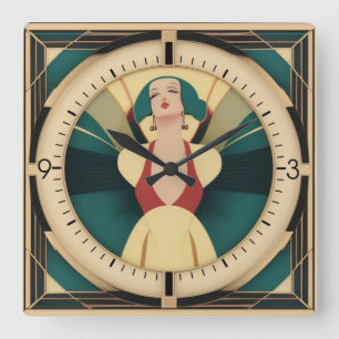 Reloj Cuadrado Chica retro Art Deco