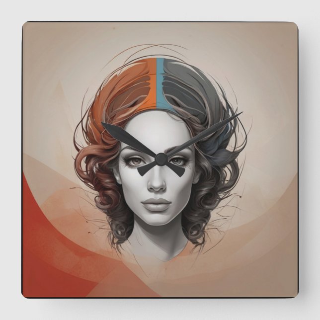 Reloj Cuadrado chica vívido fuera de adentro (Anverso)