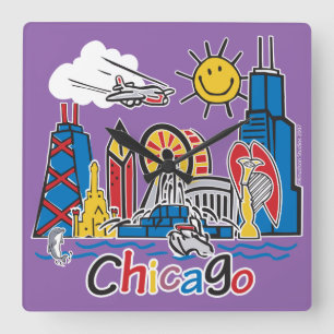 Reloj Cuadrado Chicago embroma horizonte