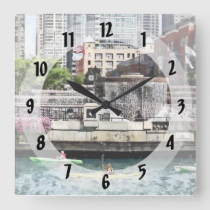 Reloj Cuadrado Chicago - Kayaking en el río Chicago