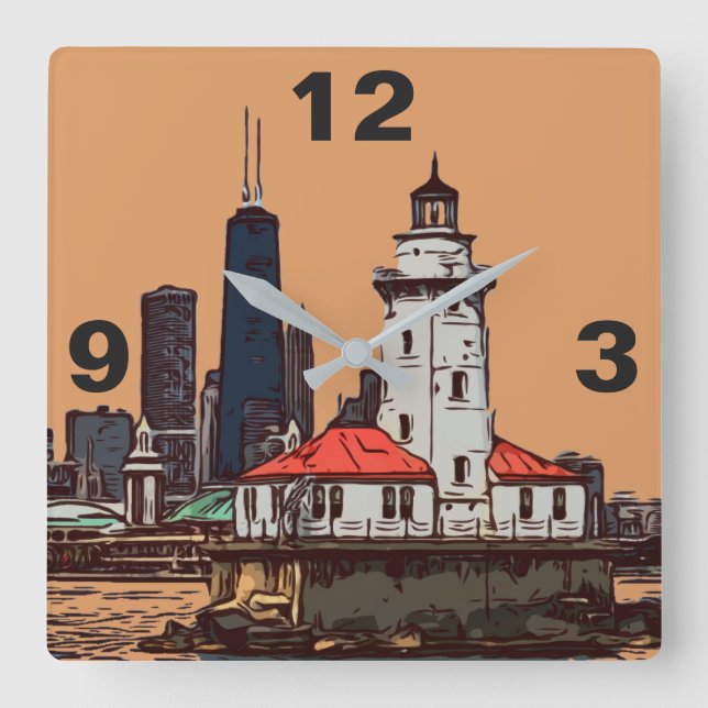 RELOJ CUADRADO CHICAGO LIGHTHOUSE (Anverso)