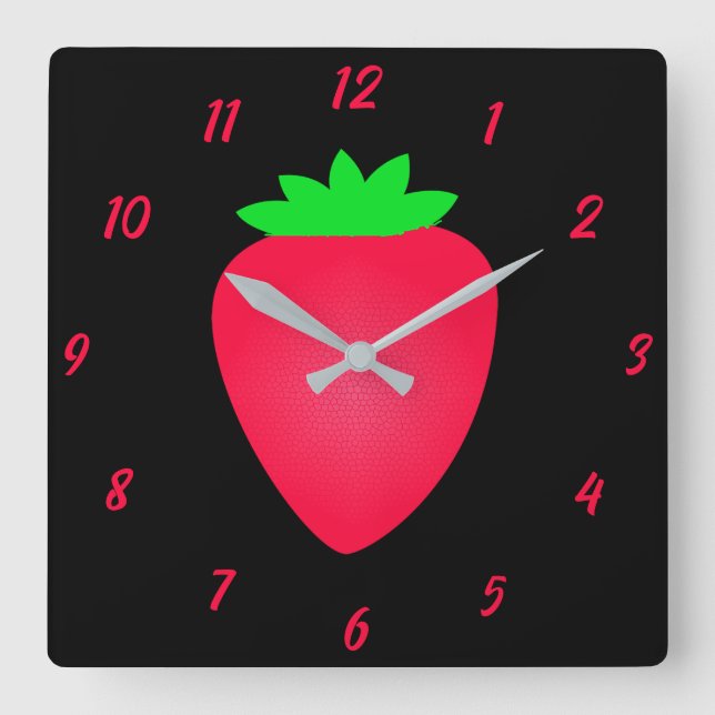 Reloj Cuadrado Chicas de frutillas de fresa niños de guardería de (Anverso)