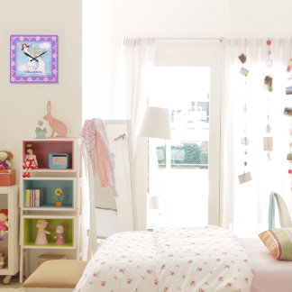 Reloj Cuadrado Chicas de Lavanda de Watercolor Fairies