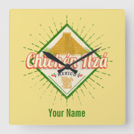 Reloj Cuadrado Chichen Itza México Retro Mayan Vintage Yucatan