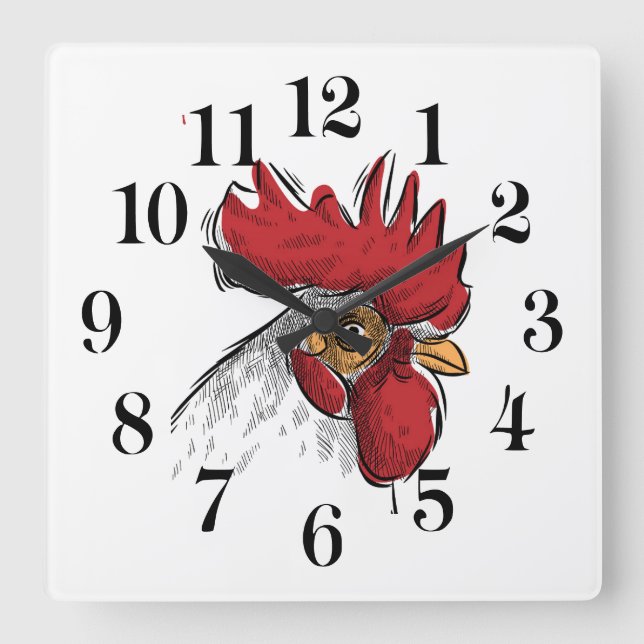 Reloj Cuadrado Chicken Head Wall Clock (Anverso)