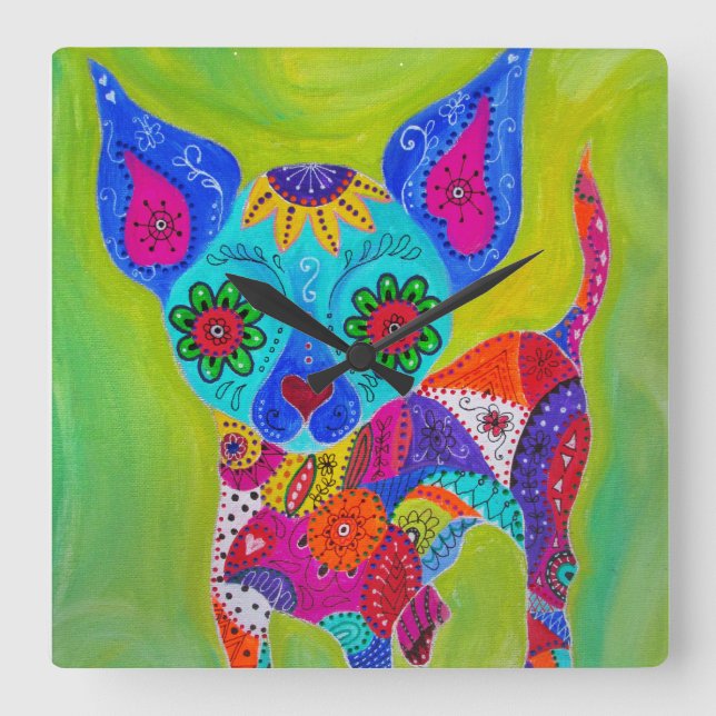 Reloj Cuadrado Chihuahua de Talavera (Anverso)