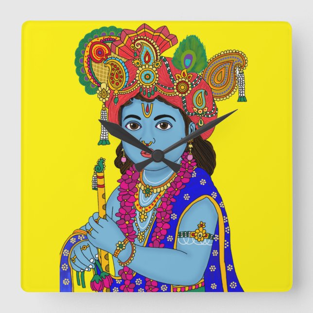 Reloj Cuadrado Child Krishna Wall Clock (Anverso)