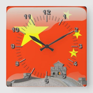 Reloj Cuadrado Chinese glossy flag