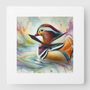 Reloj Cuadrado Chinese Merganser 280924AREF122 - Watercolor