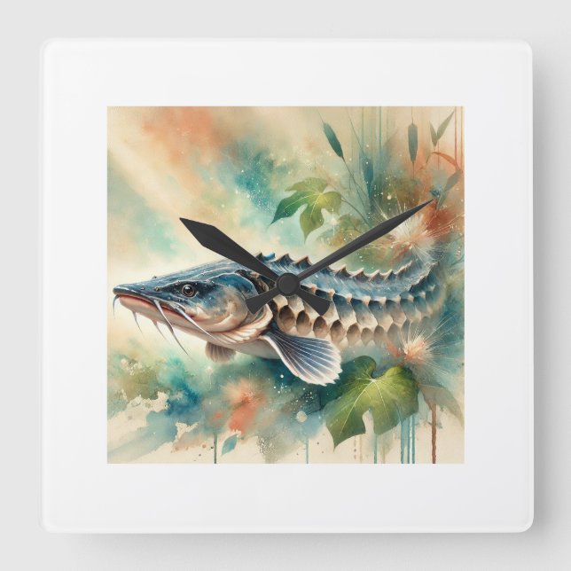 Reloj Cuadrado Chinese Sturgeon 190724AREF138 - Watercolor (Anverso)