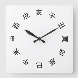 Reloj Cuadrado Chinese Zodiac Kanji (rotated) Clock - 