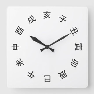 Reloj Cuadrado Chinese Zodiac Kanji (rotated) Clock - 