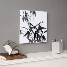 Reloj Cuadrado Chinesische Kunst mit Bambusmotiv