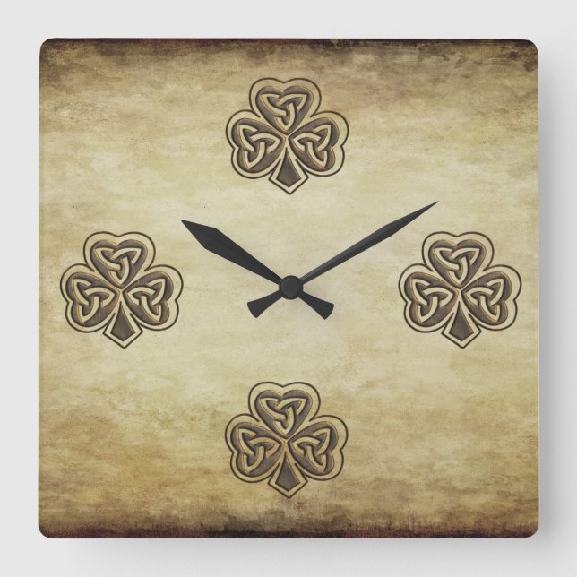 Reloj Cuadrado Chismoso de la suerte irlandés (Anverso)