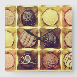 Reloj Cuadrado Chocolate pralines Square Wall Clock