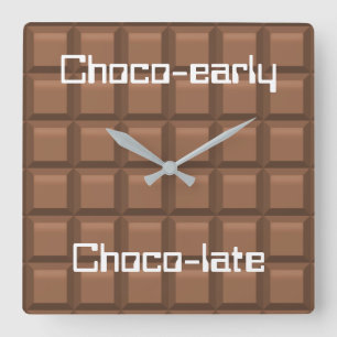 Reloj Cuadrado Chocolate temprano y tarde